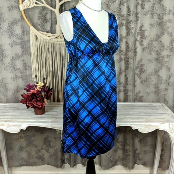 Delia's vintage blue and black plaid slinky dress - Picture 6 of 9